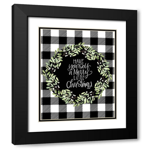 Merry Christmas Black Modern Wood Framed Art Print with Double Matting by Wieners, Valerie