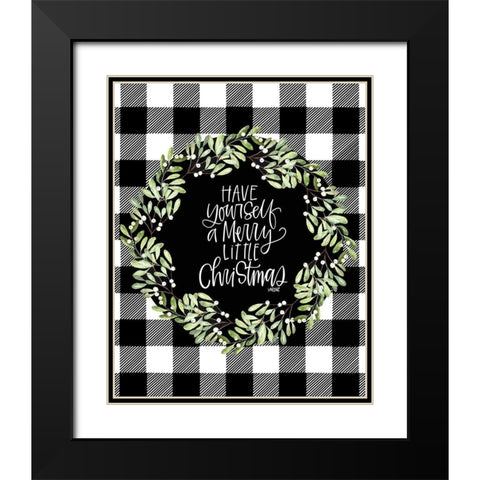Merry Christmas Black Modern Wood Framed Art Print with Double Matting by Wieners, Valerie