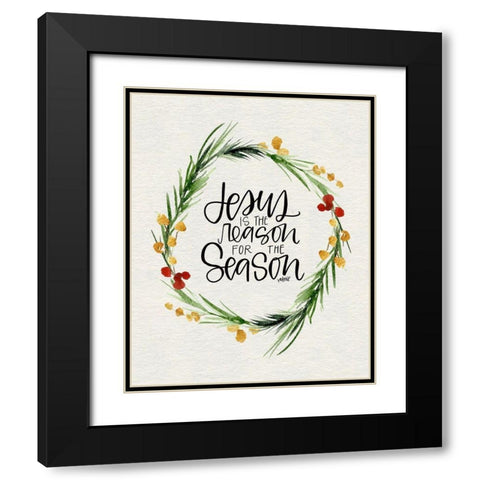 Jesus Wreath Black Modern Wood Framed Art Print with Double Matting by Wieners, Valerie