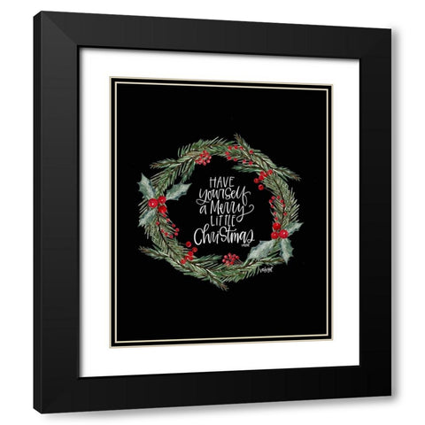 Merry Little Christmas Black Modern Wood Framed Art Print with Double Matting by Wieners, Valerie