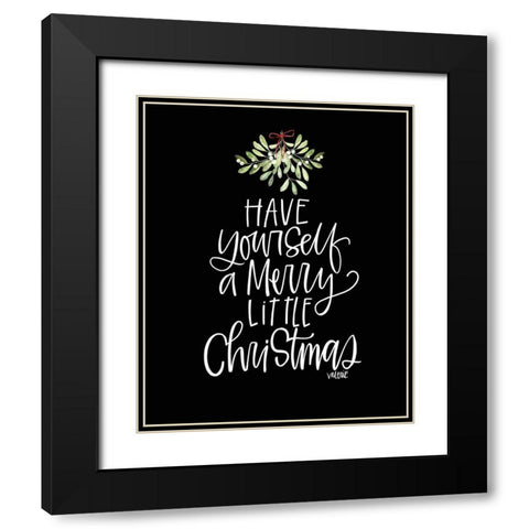 Merry Christmas Mistletoe Black Modern Wood Framed Art Print with Double Matting by Wieners, Valerie