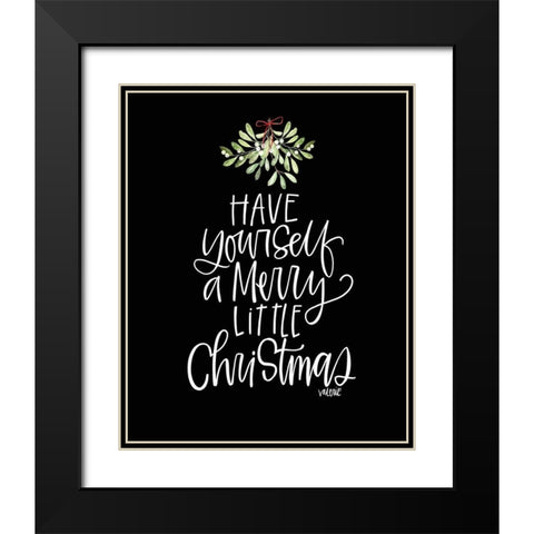 Merry Christmas Mistletoe Black Modern Wood Framed Art Print with Double Matting by Wieners, Valerie