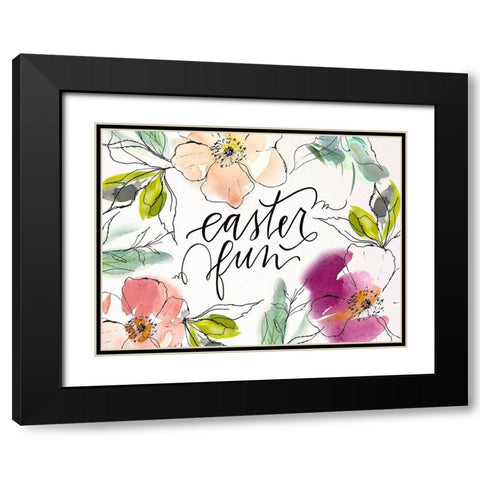Easter Fun Floral Black Modern Wood Framed Art Print with Double Matting by Wieners, Valerie