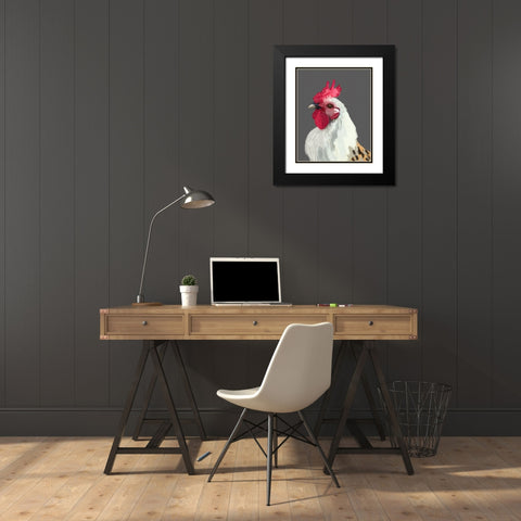 Rooster Black Modern Wood Framed Art Print with Double Matting by Wieners, Valerie