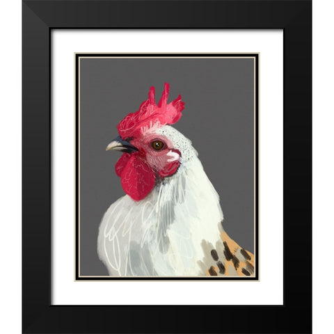 Rooster Black Modern Wood Framed Art Print with Double Matting by Wieners, Valerie