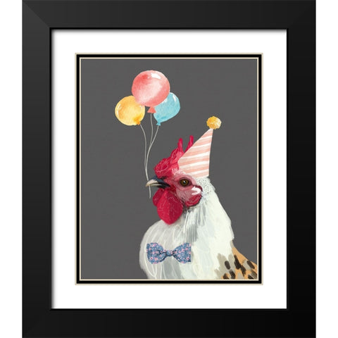 Rooster Bday Black Modern Wood Framed Art Print with Double Matting by Wieners, Valerie