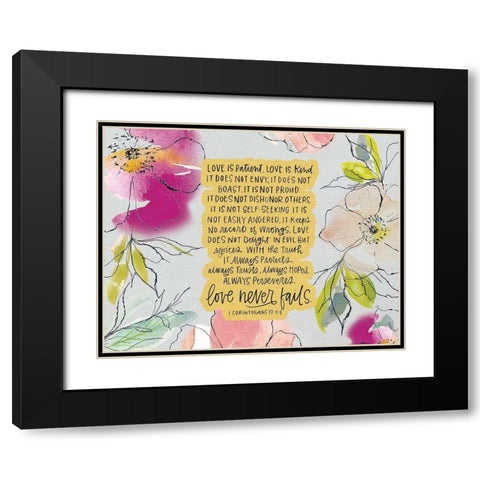 Love is Patient Black Modern Wood Framed Art Print with Double Matting by Wieners, Valerie
