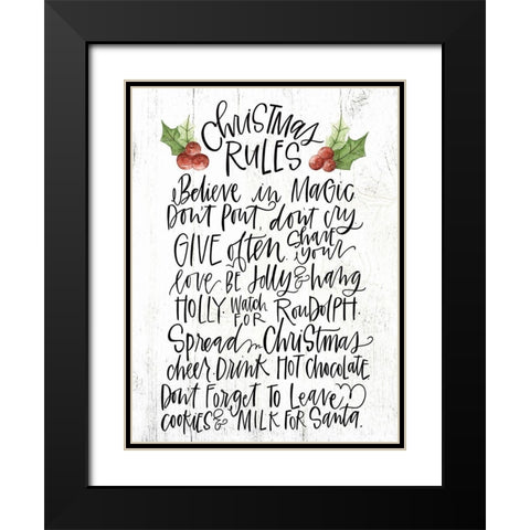 Christmas Rules Black Modern Wood Framed Art Print with Double Matting by Wieners, Valerie