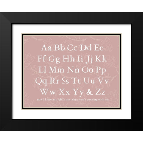 Floral ABCs Black Modern Wood Framed Art Print with Double Matting by Wieners, Valerie