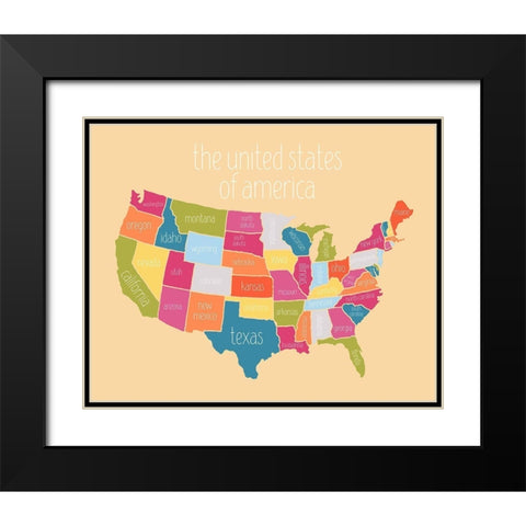 State Map Black Modern Wood Framed Art Print with Double Matting by Wieners, Valerie