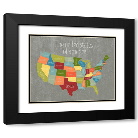 State Map II Black Modern Wood Framed Art Print with Double Matting by Wieners, Valerie