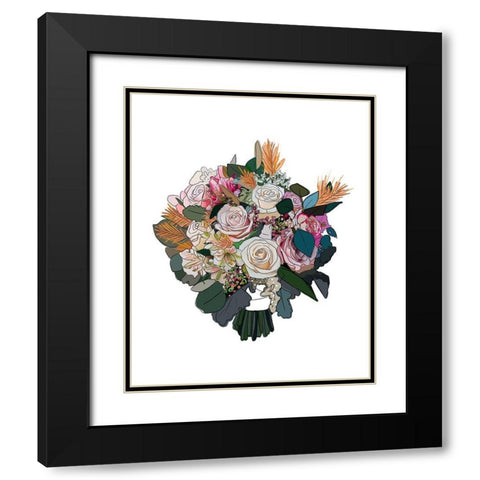 Bouquet on White Black Modern Wood Framed Art Print with Double Matting by Wieners, Valerie