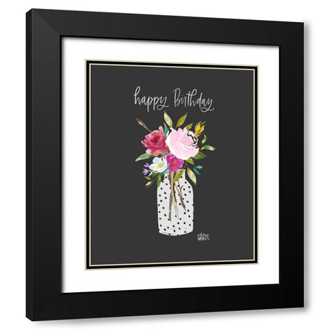 Happy Birthday Black Modern Wood Framed Art Print with Double Matting by Wieners, Valerie