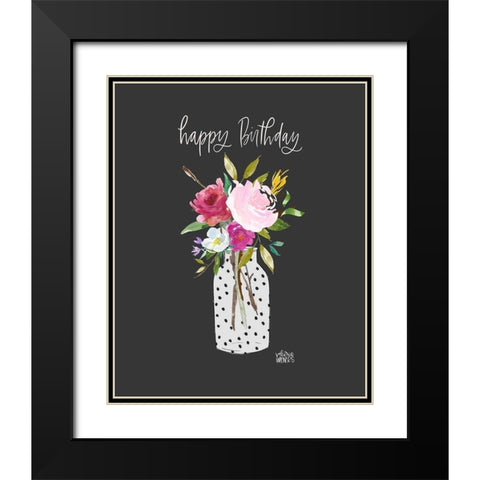 Happy Birthday Black Modern Wood Framed Art Print with Double Matting by Wieners, Valerie