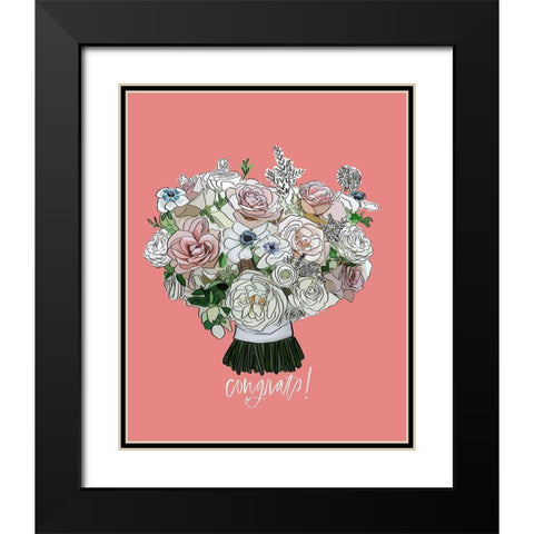 Congrats Floral Black Modern Wood Framed Art Print with Double Matting by Wieners, Valerie