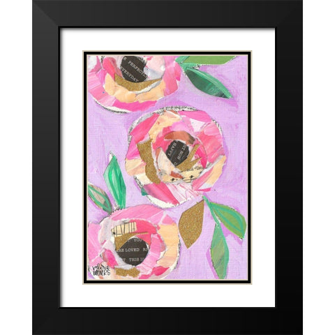 Floral Collage Black Modern Wood Framed Art Print with Double Matting by Wieners, Valerie