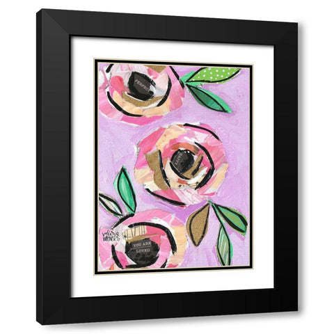 Floral Collage II Black Modern Wood Framed Art Print with Double Matting by Wieners, Valerie