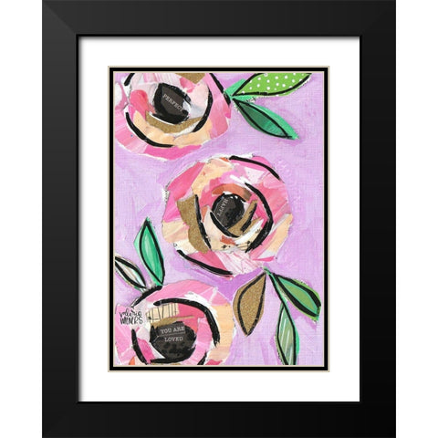 Floral Collage II Black Modern Wood Framed Art Print with Double Matting by Wieners, Valerie