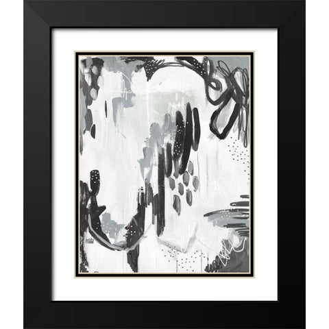 Abstract Dots II Black Modern Wood Framed Art Print with Double Matting by Wieners, Valerie