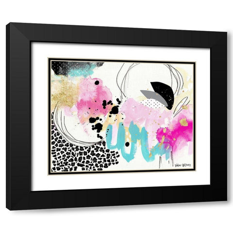 Abstract Gold Splatter Black Modern Wood Framed Art Print with Double Matting by Wieners, Valerie