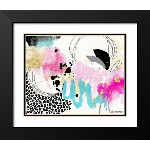 Abstract Gold Splatter Black Modern Wood Framed Art Print with Double Matting by Wieners, Valerie