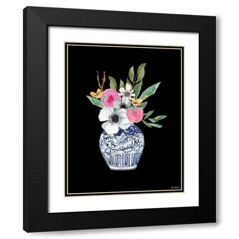 Blue Vase III Black Modern Wood Framed Art Print with Double Matting by Wieners, Valerie