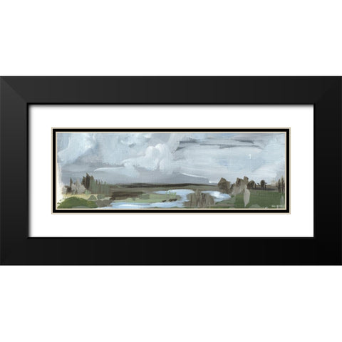 Long Abstract Black Modern Wood Framed Art Print with Double Matting by Wieners, Valerie