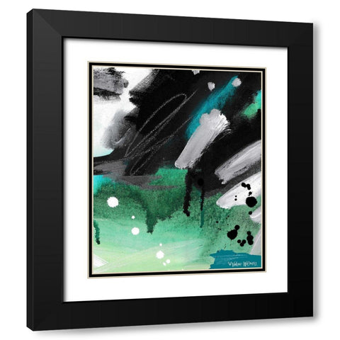 Blue / Green Abstract Black Modern Wood Framed Art Print with Double Matting by Wieners, Valerie
