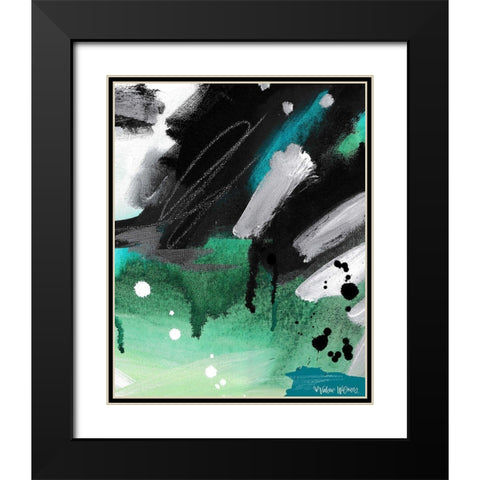 Blue / Green Abstract Black Modern Wood Framed Art Print with Double Matting by Wieners, Valerie