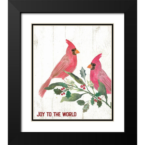 Joy Cardinals Black Modern Wood Framed Art Print with Double Matting by Wieners, Valerie