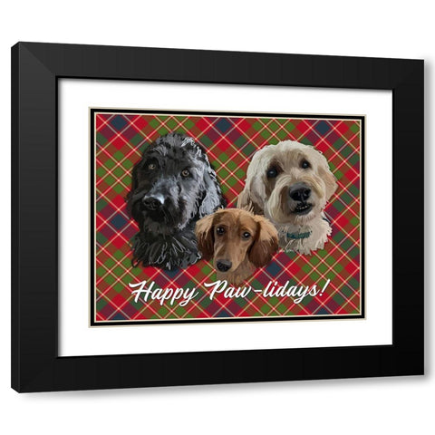 Christmas Pups Black Modern Wood Framed Art Print with Double Matting by Wieners, Valerie