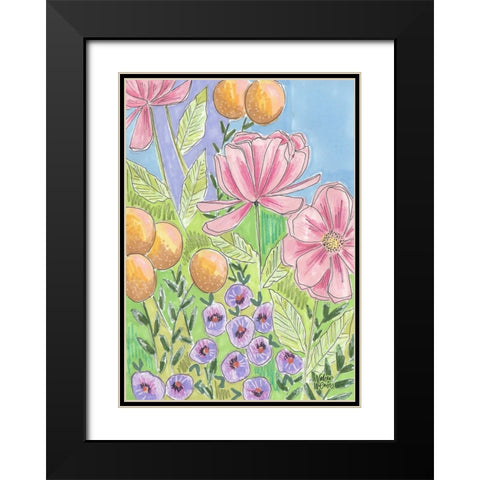 Peony Set II Black Modern Wood Framed Art Print with Double Matting by Wieners, Valerie