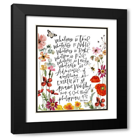 Whatever is True Black Modern Wood Framed Art Print with Double Matting by Wieners, Valerie