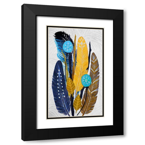 Earth Feathers Black Modern Wood Framed Art Print with Double Matting by Burney, Yvonne Coleman