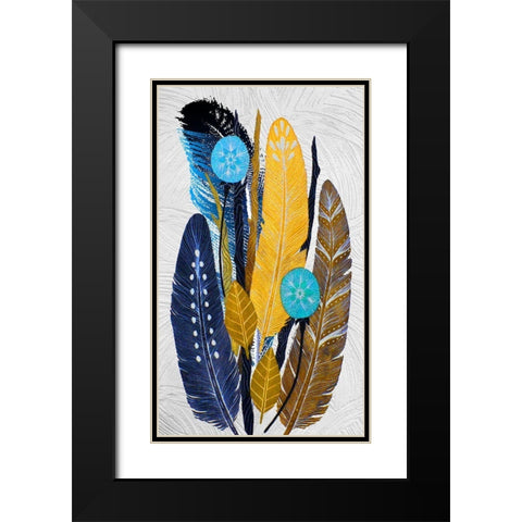 Earth Feathers Black Modern Wood Framed Art Print with Double Matting by Burney, Yvonne Coleman