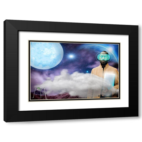 Techno Man Black Modern Wood Framed Art Print with Double Matting by Burney, Yvonne Coleman
