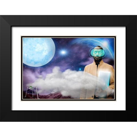 Techno Man Black Modern Wood Framed Art Print with Double Matting by Burney, Yvonne Coleman