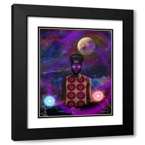 Meditation Black Modern Wood Framed Art Print with Double Matting by Burney, Yvonne Coleman
