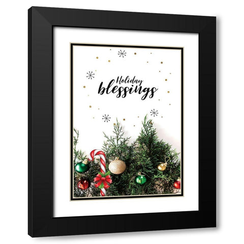 Holiday Blessings Black Modern Wood Framed Art Print with Double Matting by Burney, Yvonne Coleman