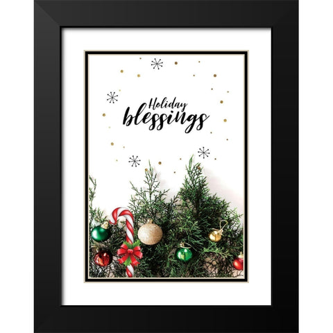 Holiday Blessings Black Modern Wood Framed Art Print with Double Matting by Burney, Yvonne Coleman