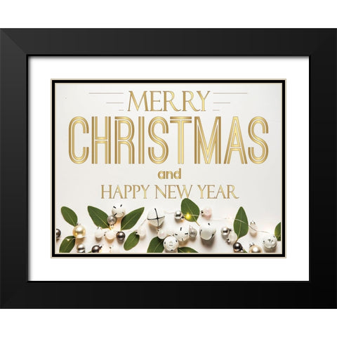 Merry Christmas Black Modern Wood Framed Art Print with Double Matting by Burney, Yvonne Coleman