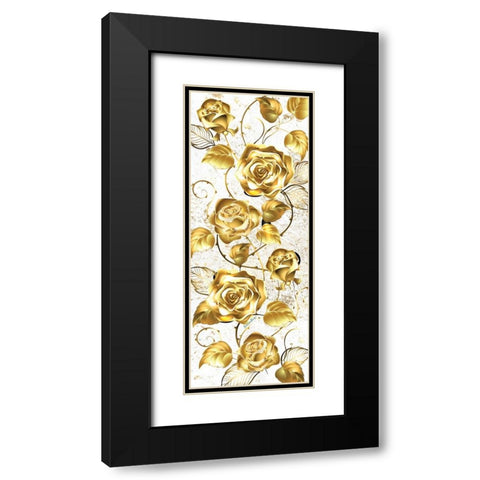 Gold Roses Black Modern Wood Framed Art Print with Double Matting by Burney, Yvonne Coleman