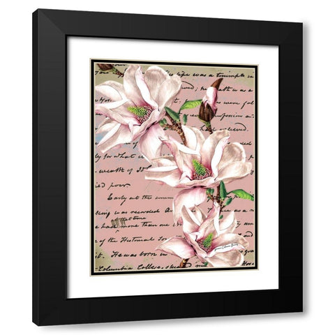Blooming Pink Black Modern Wood Framed Art Print with Double Matting by Burney, Yvonne Coleman