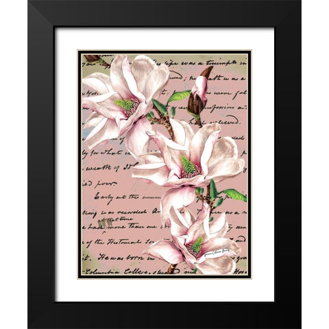 Blooming Pink Black Modern Wood Framed Art Print with Double Matting by Burney, Yvonne Coleman