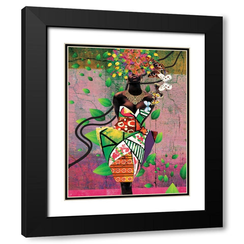 Spring Flower Black Modern Wood Framed Art Print with Double Matting by Burney, Yvonne Coleman