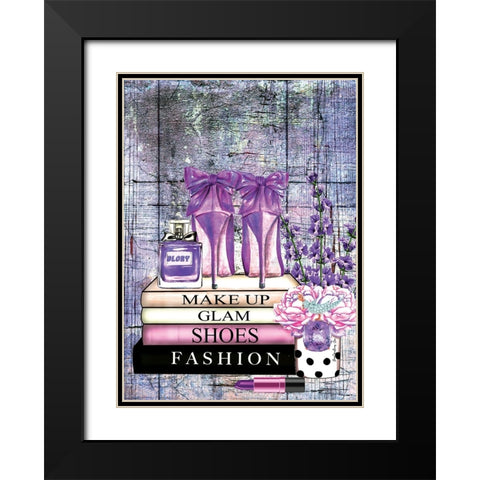 Books, Shoes and Fashion Black Modern Wood Framed Art Print with Double Matting by Burney, Yvonne Coleman