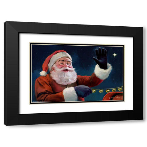 Santas On His Way Black Modern Wood Framed Art Print with Double Matting by Yellow Cafe