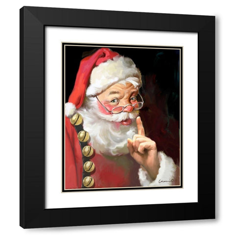 Shhh Santa Black Modern Wood Framed Art Print with Double Matting by Yellow Cafe