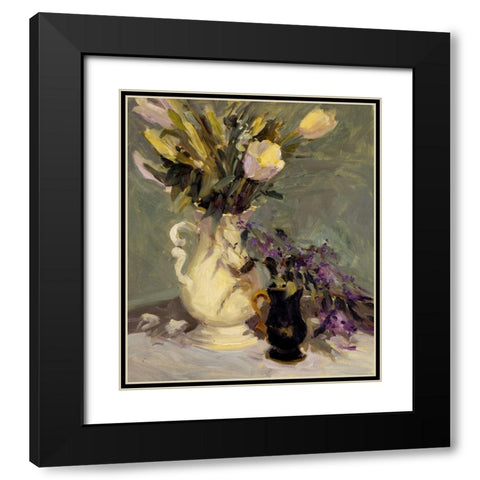 Tulips and Lavender Black Modern Wood Framed Art Print with Double Matting by Yellow Cafe