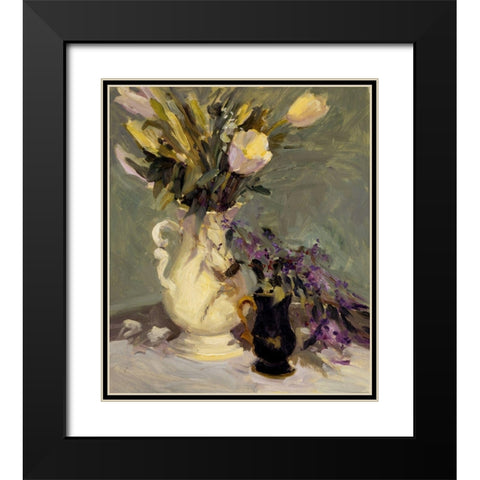 Tulips and Lavender Black Modern Wood Framed Art Print with Double Matting by Yellow Cafe